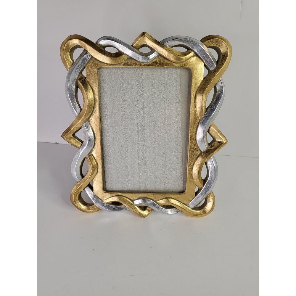 Gold and Silver Infinity Interlaced Knot Picture Frame 4x6 Tabletop Decor